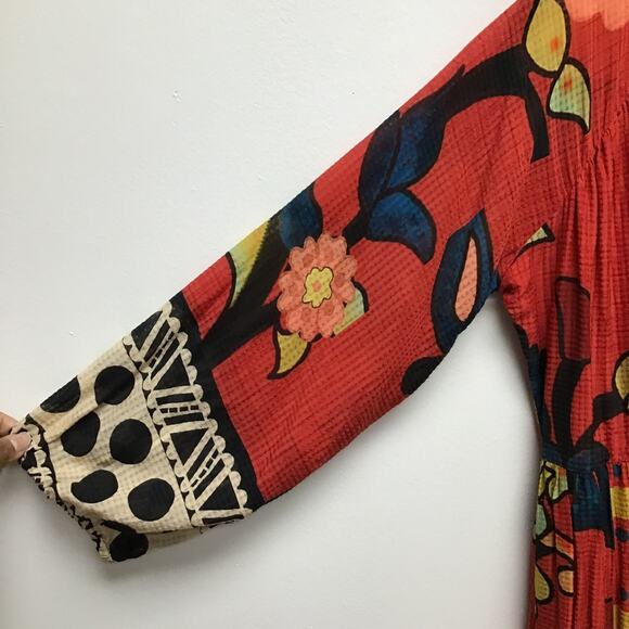 Anthropologie Verb by Pallavi Singhee Womens Red Floral Cayenne Midi Dress 10P - Picture 4 of 12